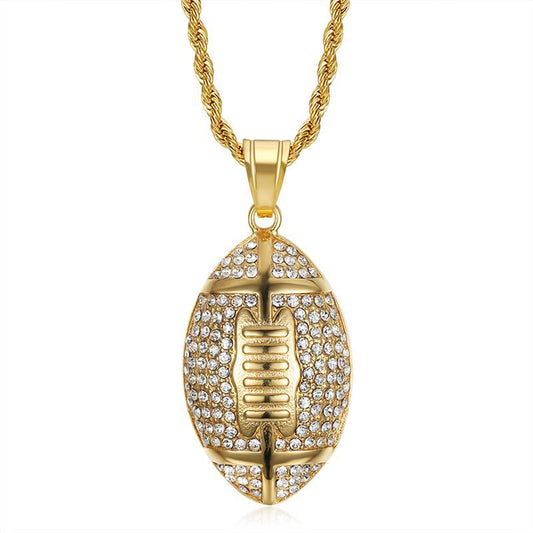 Steel Necklace – Statement Football Pendant