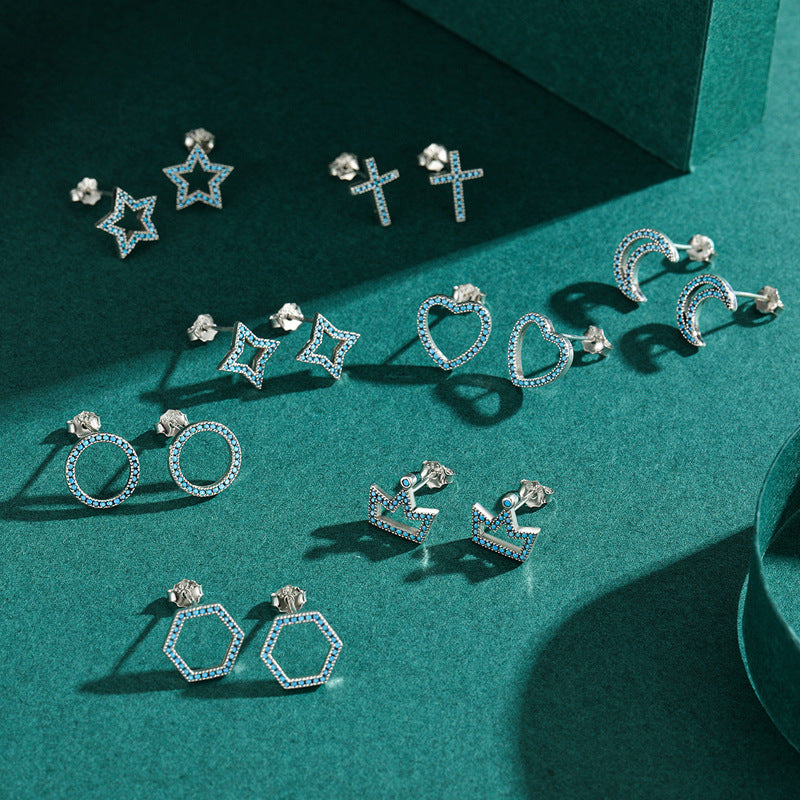 925 Sterling Silver Turquoise Openwork Stud Earrings
