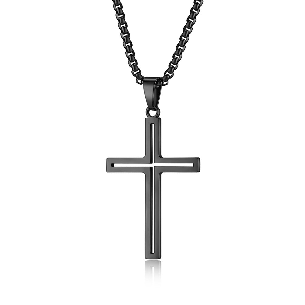 European And American Simple Stainless Steel Cross Necklace For Men