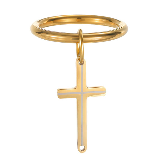 Planderful Everyday Genie Titanium Steel Cross Ring Unisex