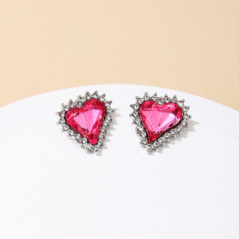 Exquisite Love Studded Heart Earrings - Vienna Verve Collection.