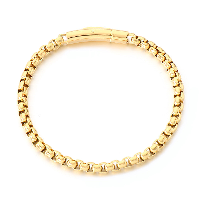 Stylish & Lettering Necklace – Hip-Hop Square Pearl Chain Bracelet