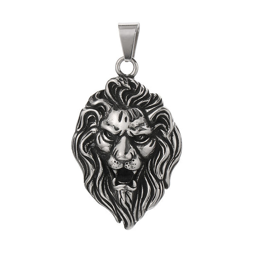 Animal Shape Old, Punk Lion Head Wolf Head Fox Titanium Steel Men's Pendant Necklace