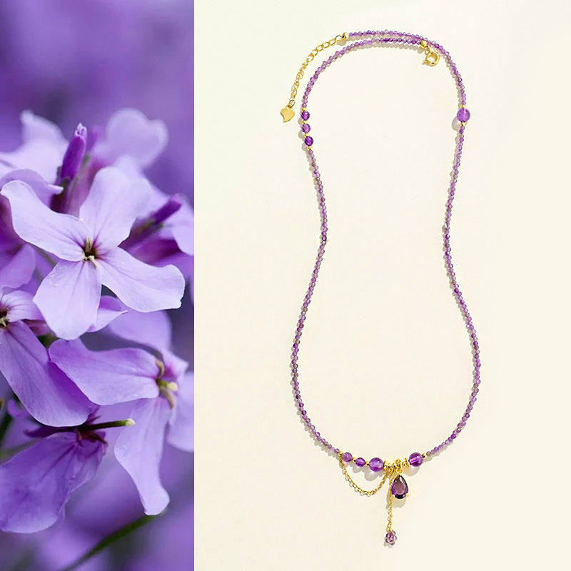 Amethyst Heart Triple-Wrap Convertible Necklace & Bracelet