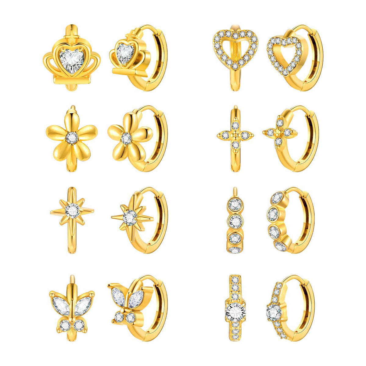 Zircon Heart Earrings — Nine Styles