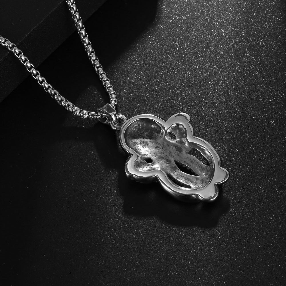 Vintage-Inspired Titanium Steel Men's Necklace with Adorable Octopus Pendant