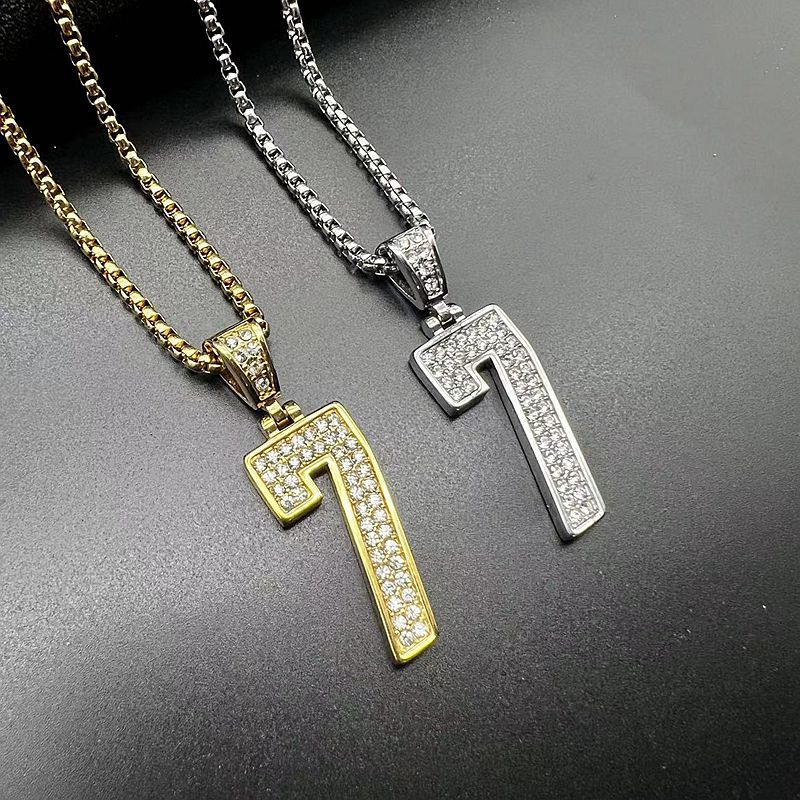 Planderful Hip Hop Necklace Unisex Gold Plated Stainless Steel Zircon Pendant European And American Style