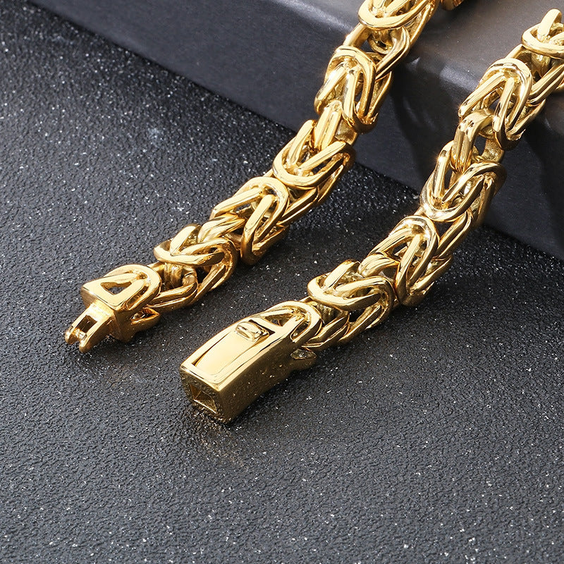 Planderful Men Titanium Steel Necklace Retro Imperial Chain