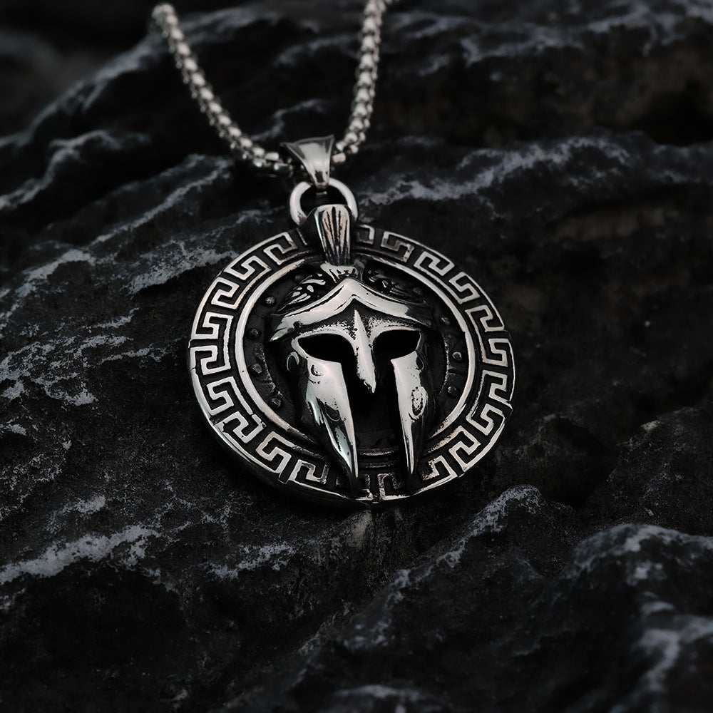 Vintage Ancient Greek Men's Stainless Steel Pendant Spartan Mask