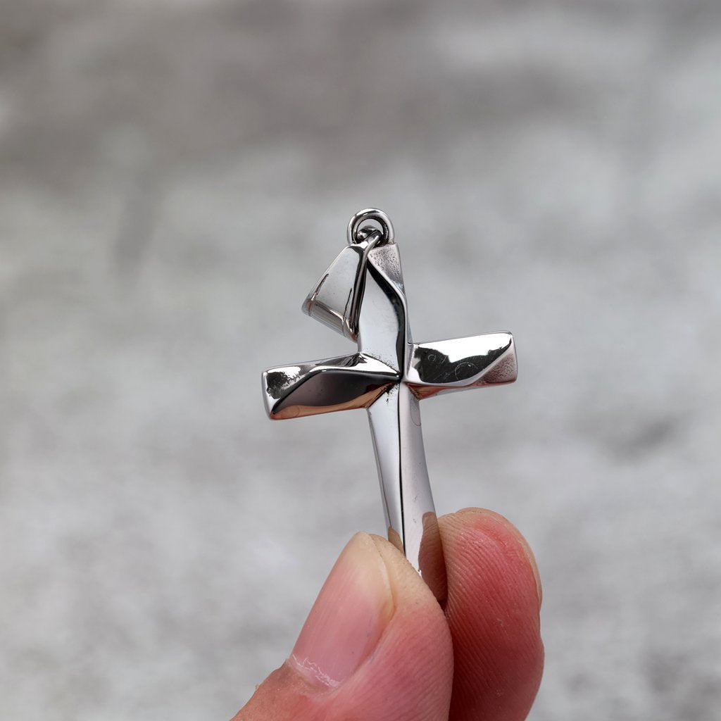 Vintage Cross Stainless Steel Pendant Necklace