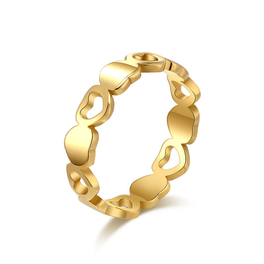Planderful Hollow Heart Ring Light Luxury Design For Women Fade Resistant Minimalist Jewelry
