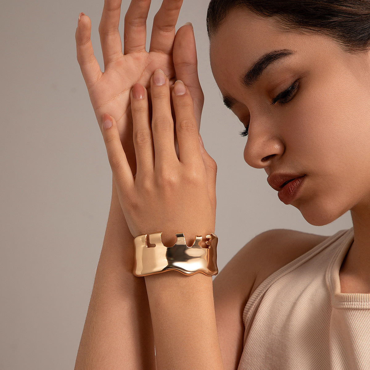 V Shaped Metal Bracelet Planderful Vienna Verve Statement Hand Jewelry For Women