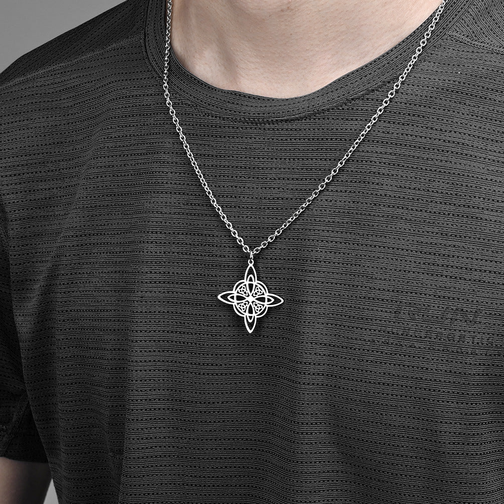 Planderful Nordic Celtic Eternal Knot Necklace Unisex Everyday Wear Durable Steel Chain