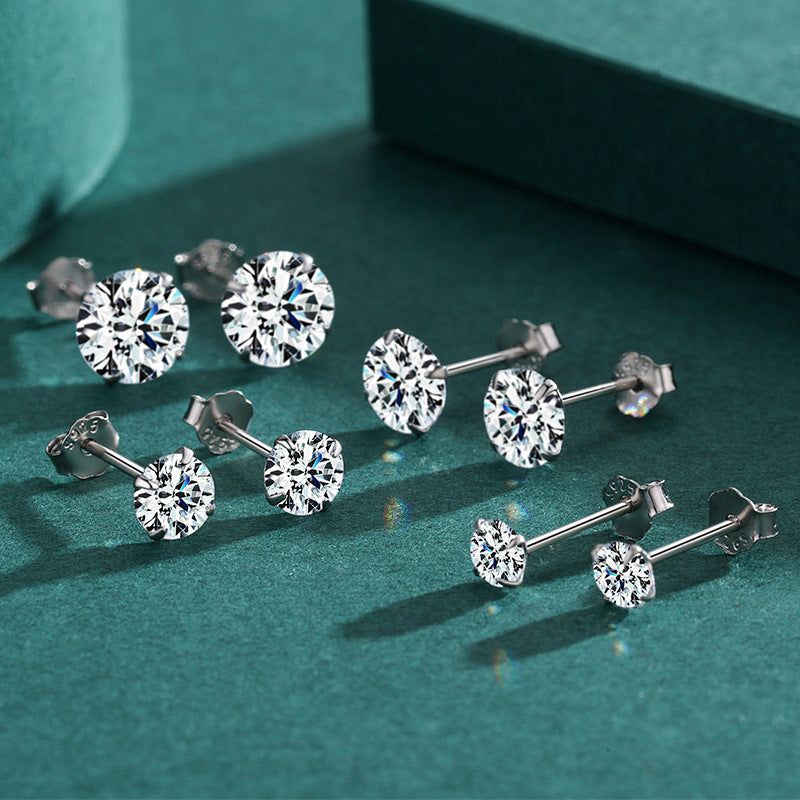 925 Sterling Silver Sparkling Zircon Stud Earrings
