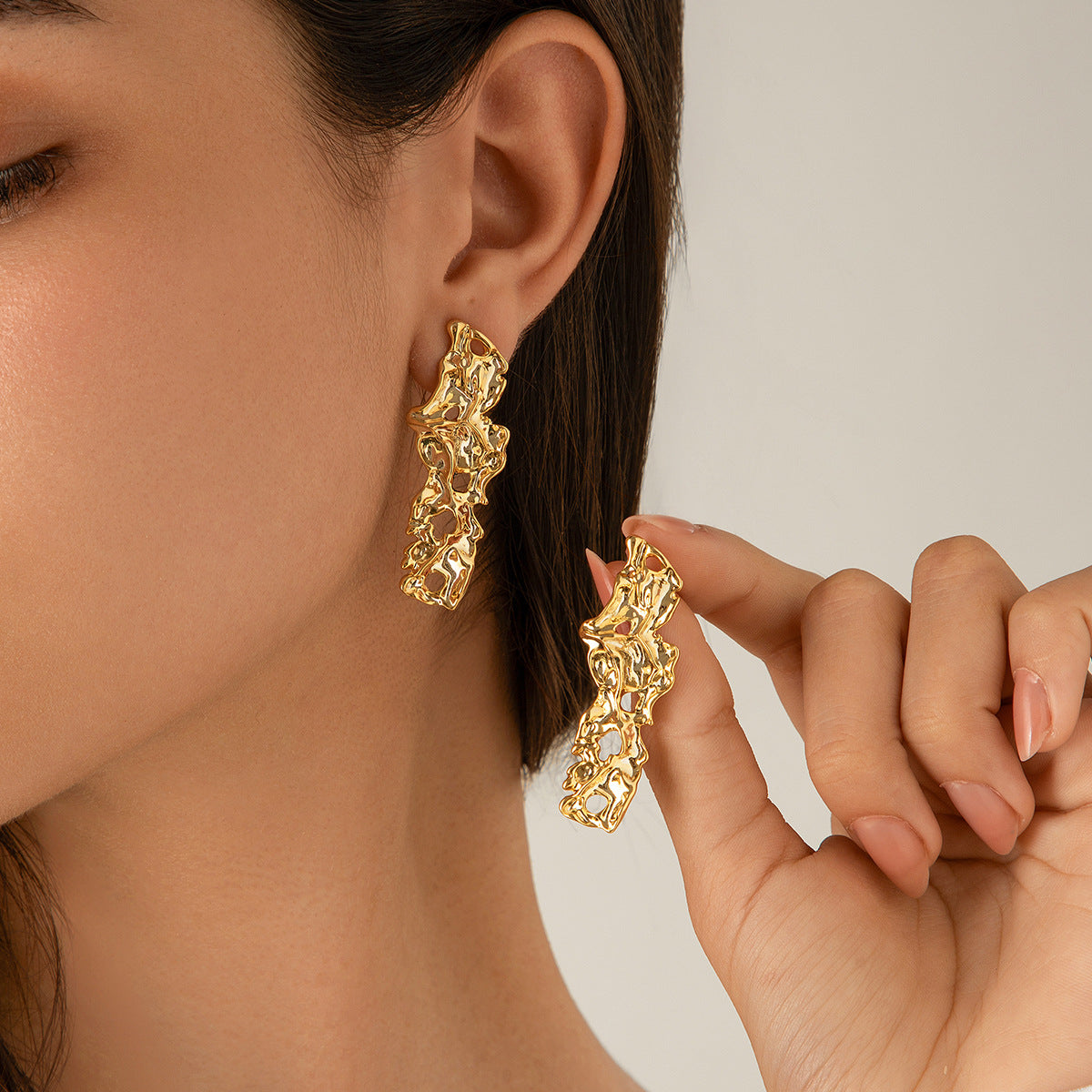 Planderful Lava Love Water Drop Earrings Irregular Geometric Statement Chic Jewelry For Modern Women