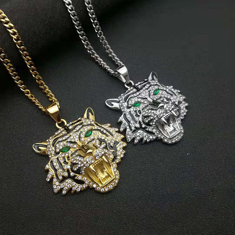 Hip Hop Jewelry Titanium Steel Gold Plated Zircon Tiger Head Bottle Opener Pendant Necklace By Planderful Everyday Genie