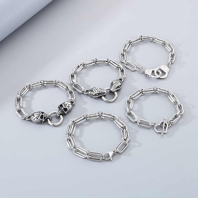 Planderful Men Stainless Steel Bracelet Double O Chain