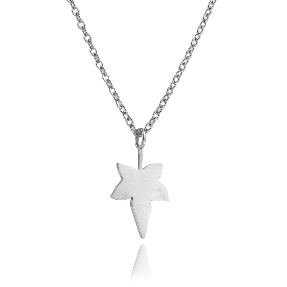 European And American Stainless Steel Leaf Pendant Necklace