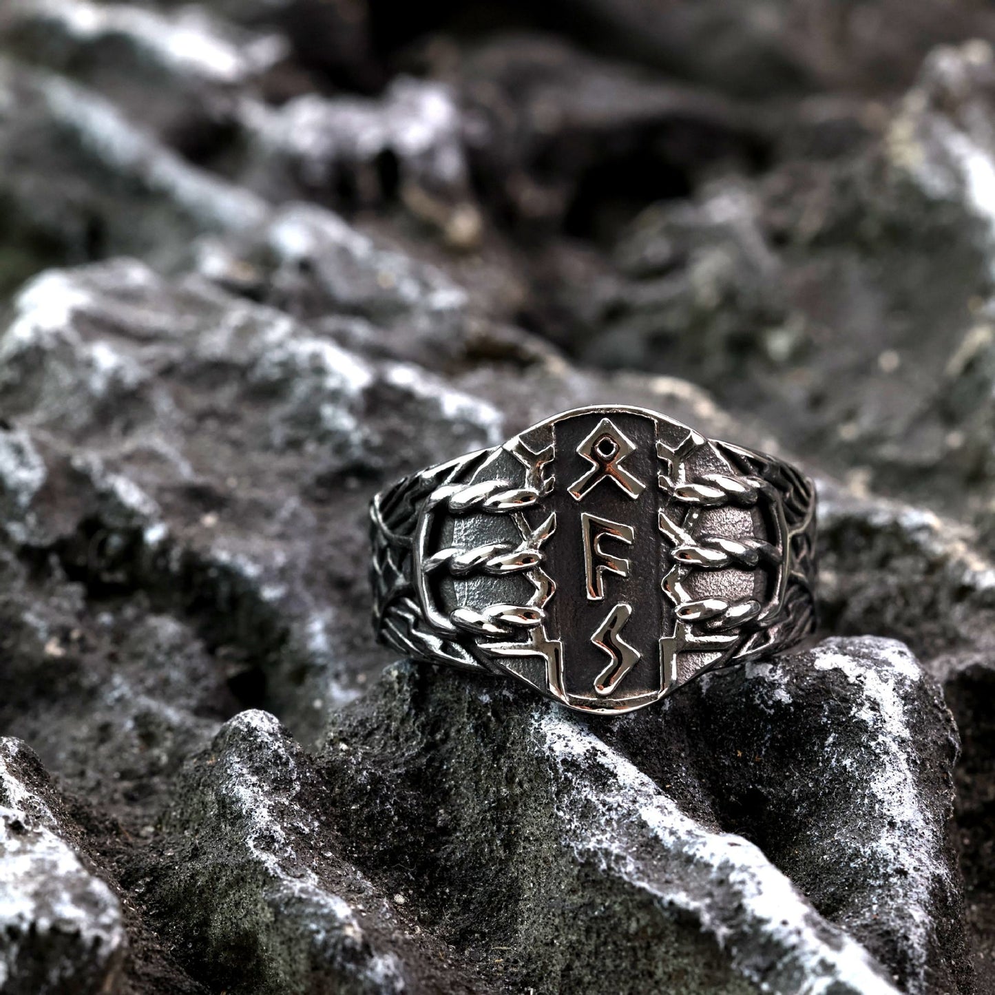 Cross-Border Stainless Steel Casting Jewelry Nordic Mythology Viking Runes Men's Rings