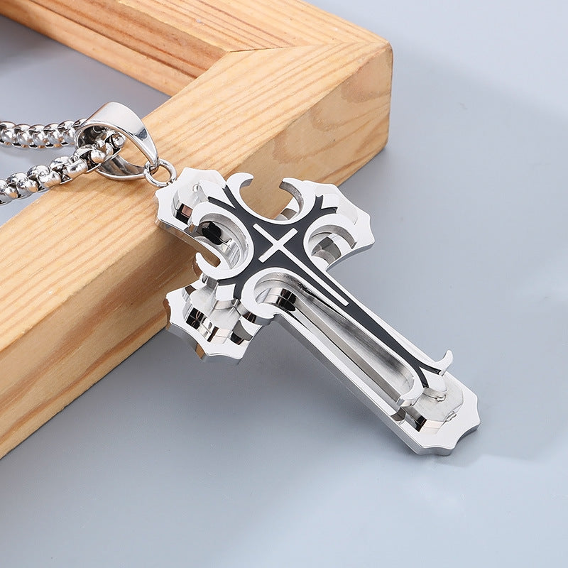 Planderful Men Cross Pendant Necklace Titanium Durable