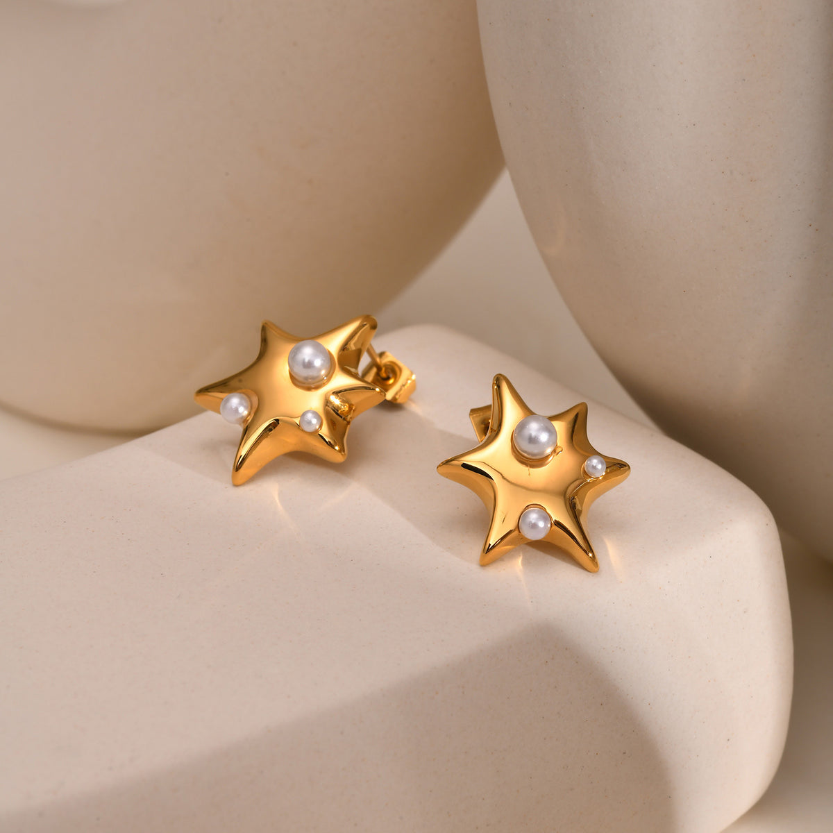 Stainless Steel Pearl Earrings