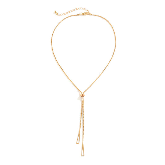 Minimalistic Triangle Pendant Adjustable Tassel Necklace Elegant Single-layer Necklace for Women Contemporary European and American Style Necklace