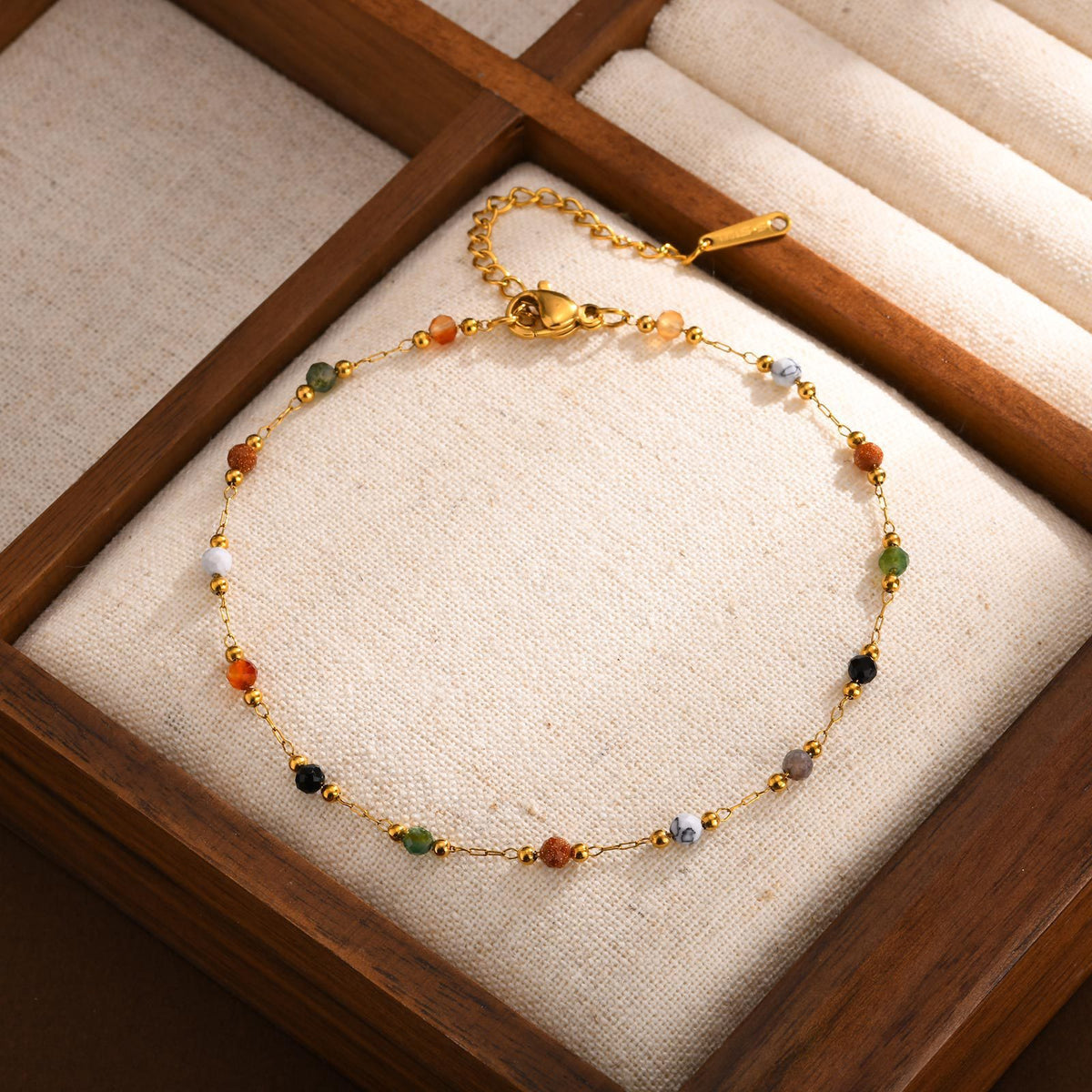 Natural Stone Stainless Steel Anklet Unisex
