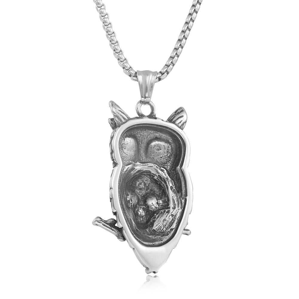 European And American Stainless Steel Owl Pendant Necklace