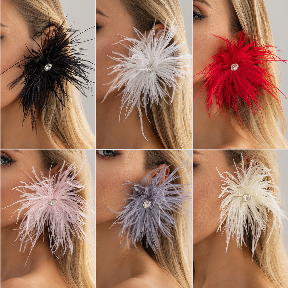 Planderful Vienna Verve Feather Flower Stud Earrings With Fluffy Zircon Accents For Trendsetting Fashion Lovers