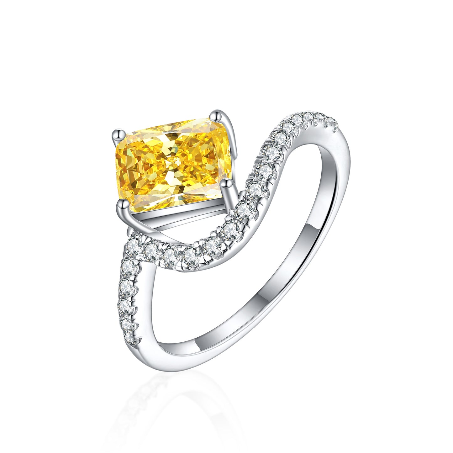 925 Sterling Silver 1.5ct Flame Ice Flower Cut Square Diamond Ring Women's Luxury Color Treasure