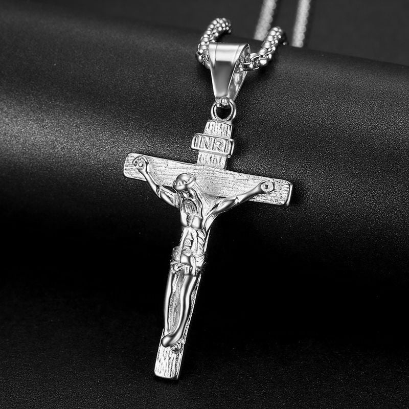 Jesus Cross Pendant Necklace Delicate Gold Plated Stainless Steel Planderful Gift For Her