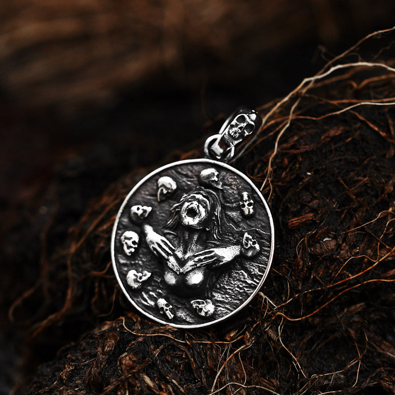Titanium Steel Retro Skull Pendant for Men - Dominant Three-Dimensional Design