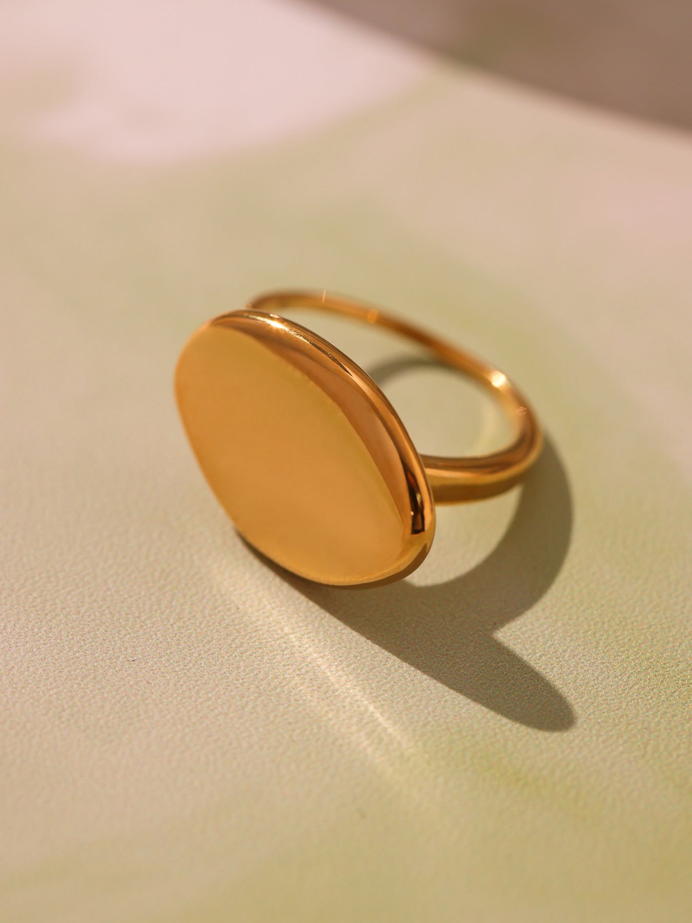 Planderful Adjustable Gold Textured Oval Ring For Men