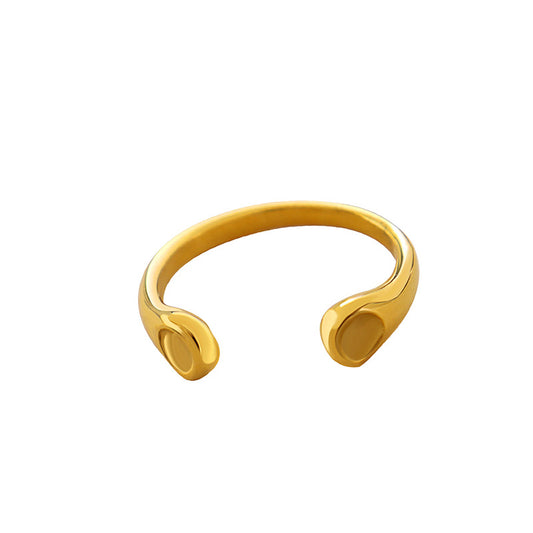 New Arrival: Titanium Steel Gold-Plated Smooth Ring with Open Design