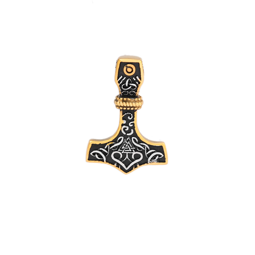 Nordic Viking Triangle Rune Titanium Steel Hammer Pendant