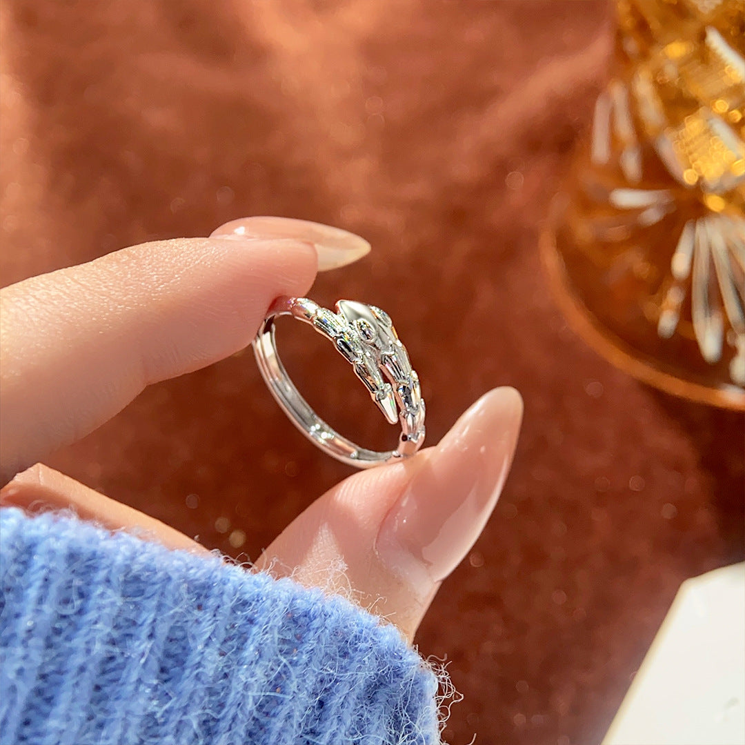 Planderful S925 Sterling Silver Colorful Snake Ring – Light Luxury High-End Zodiac Snake Ring Adjustable