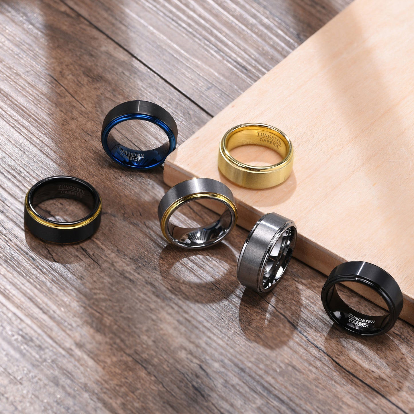 Foreign Trade Jewelry Tungsten Steel Ring Men's Black Blue