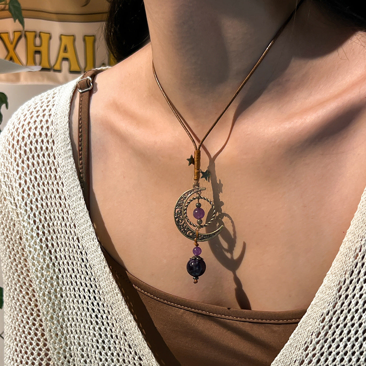 Planderful Vienna Verve Necklace – Unique National Style Hollow Moon Pendant