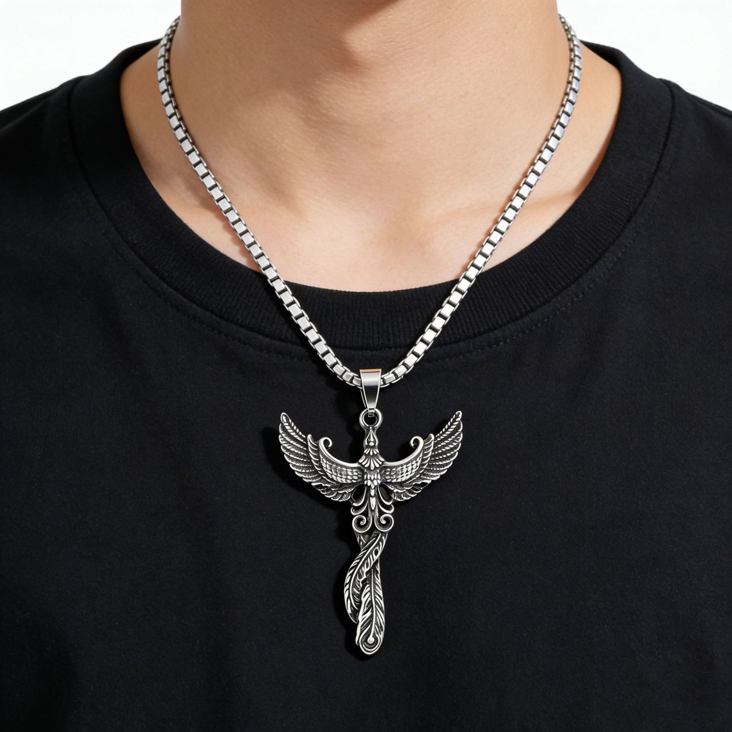 Personalized Retro Phoenix Titanium Steel Pendant With Protection Statement For Unisex Style By Planderful Now