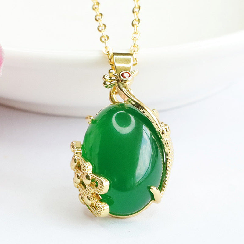 Phoenix Emperor Green Chalcedony Oval Pendant