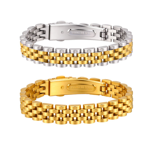 Textured Stainless Steel Bracelet for Men