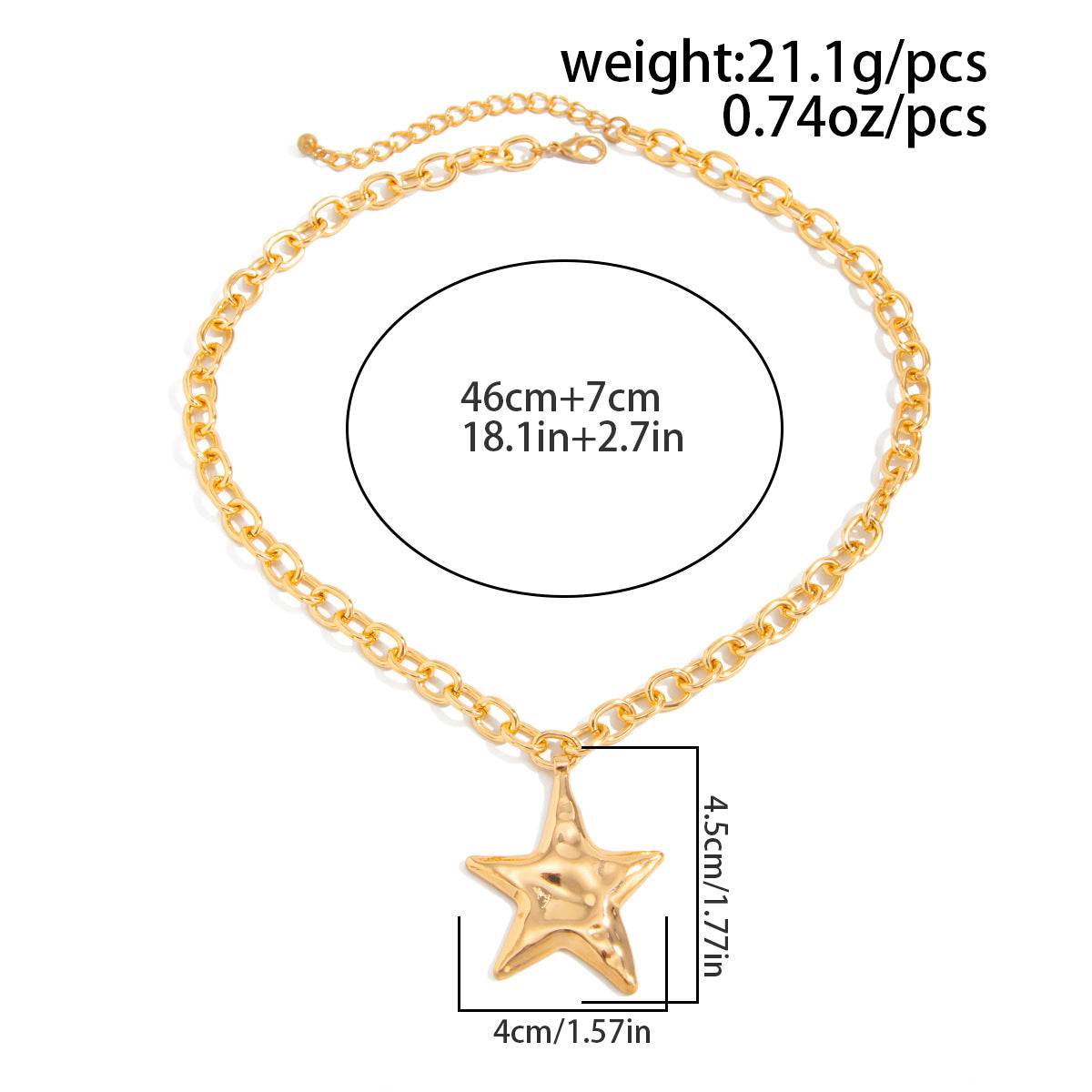 Hammered Star Geometric Pendant Necklace
