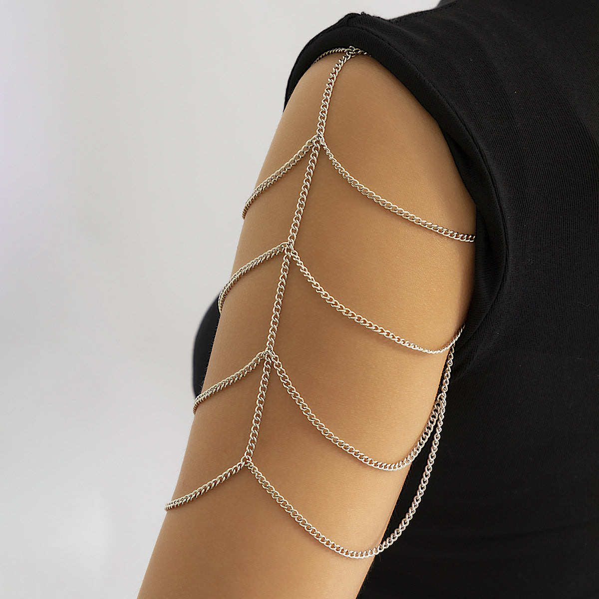 Planderful Vienna Verve Fringed Shoulder Chain Bracelet For Edgy Women Geometric U Shaped Arm Jewelry Statement