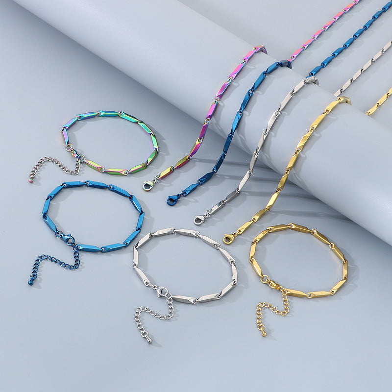 Hip Hop Personalized Rhombus Bamboo Chain Necklace for Men