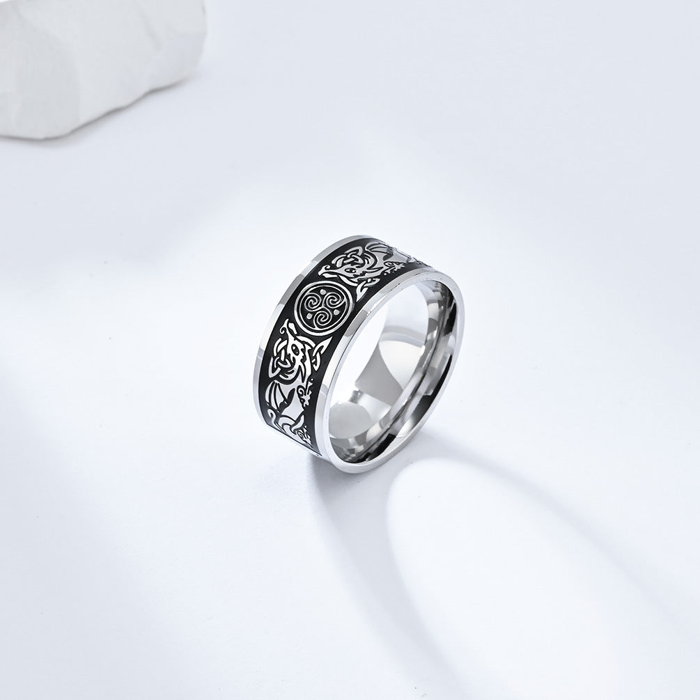 Planderful Celtic Knot Titanium Steel Ring Unisex Durable Ethnic Style Jewelry For Everyday Wear