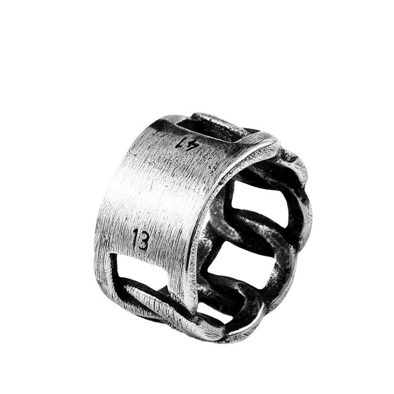 Korean Titanium Steel Couple Ring 1314 Locomotive Chain Design for Men and Women