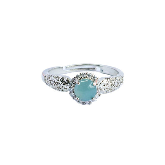 Blue Water Jadeite Star-Halo Ring