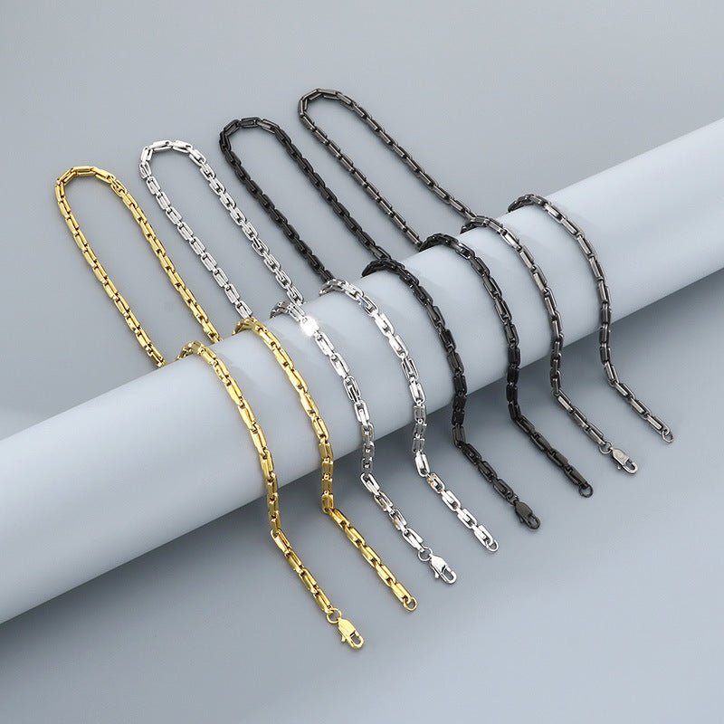 Japanese Buckle Necklace And Bracelet Set Titanium Steel Men