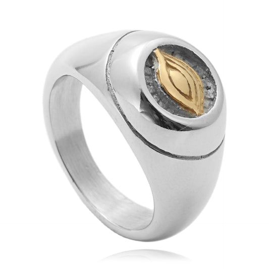 Retro Punk Titanium Steel Eye Ring for Men and Women - Trendy Stainless Steel Design