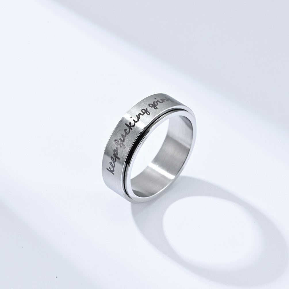 Inspirational Rotatable Titanium Steel Ring for Men